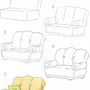 Как нарисовать диван поэтапно