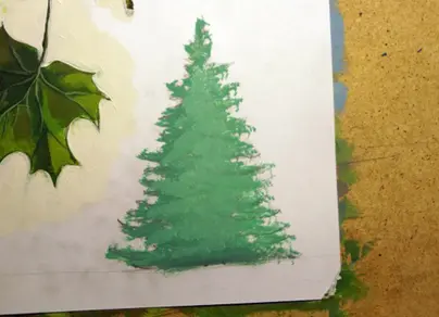 Как нарисовать елку красками
