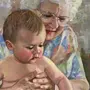 Бабушка С Внучкой Рисунок