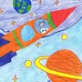 Космонавт и ракета рисунок