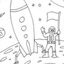 Космонавт и ракета рисунок