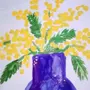 Как нарисовать мимозу в вазе