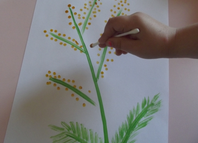 Как нарисовать мимозу красками для детей