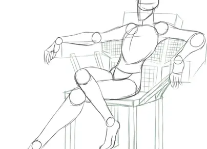 Как нарисовать сидящего человека на стуле
