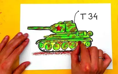 Как нарисовать танк красками