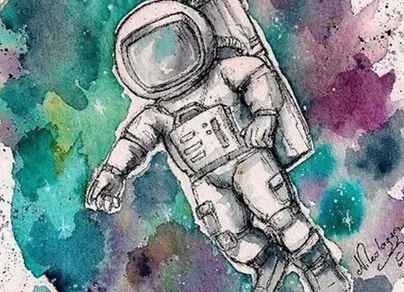 Человек в космосе рисунок