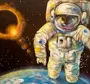 Космонавт в космосе рисунок