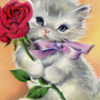 Котенок с цветами рисунок