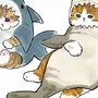 Котик в костюме акулы рисунок
