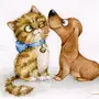 Кошка И Собака Рисунок