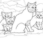 Кошка с котятами рисунок