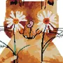 Котик с цветами рисунок