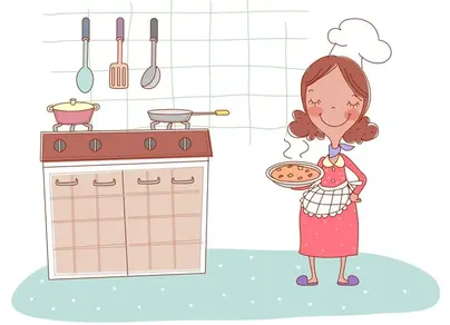 Рисунок мама на кухне