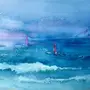 Как нарисовать море акварелью