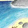 Море рисунок для детей карандашом