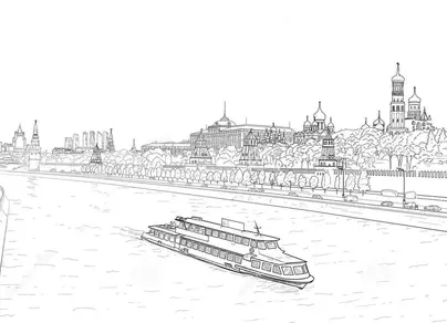 Москва река рисунок