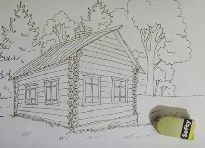 Нарисовать домик в лесу