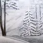 Зима рисунок карандашом