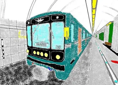 Поезд метро рисунок
