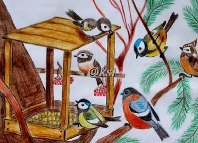 Как нарисовать кормушку для птиц