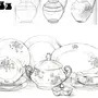 Набор посуды в стилевом единстве рисунок
