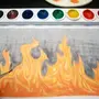 Огонь рисунок красками