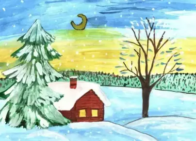 Зимний пейзаж рисунок 6 класс