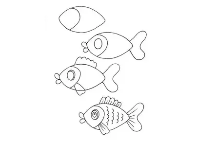 Нарисовать рыбку карандашом для детей