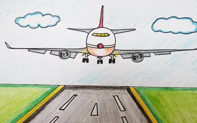 Нарисовать самолет ребенку поэтапно