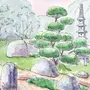 Японский сад рисунок