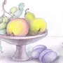 Натюрморт с фруктами карандашом
