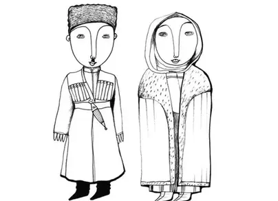 Чеченский национальный костюм рисунок