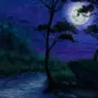 Ночной пейзаж рисунок