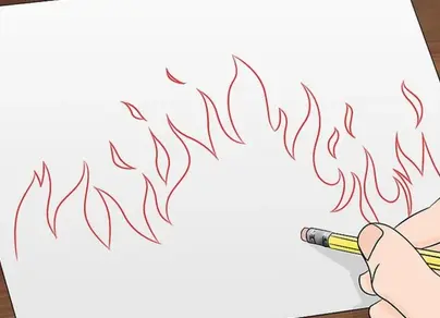 Огонь рисунок карандашом