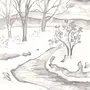 Весенний Пейзаж Рисунок Карандашом