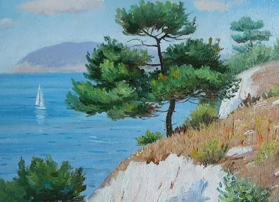 Крымский пейзаж рисунок