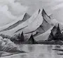 Горы и река рисунок