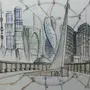 Город будущего рисунок карандашом