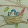 Птица На Дереве Рисунок