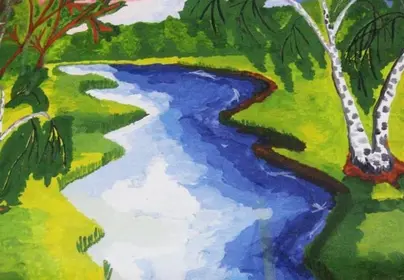 Река волга рисунок