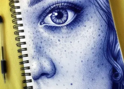 Рисунки синей ручкой