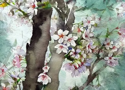 Рисунок акварелью весна
