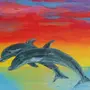 Рисунок дельфина в море