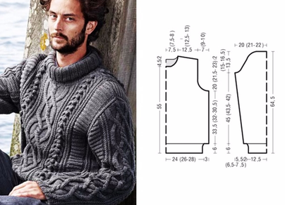 Рисунок для вязания мужского свитера спицами