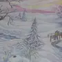 Зимний пейзаж рисунок легкий
