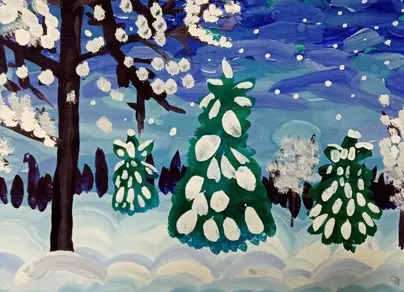 Рисунок зимний пейзаж 2 класс