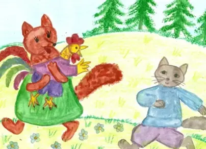 Рисунок кот и лиса