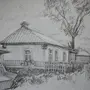 Деревня рисунок карандашом