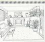 Рисунок комнаты с мебелью для английского