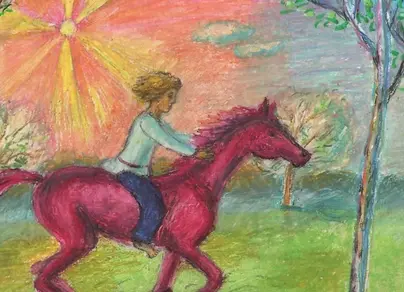 Рисунок конь с розовой гривой